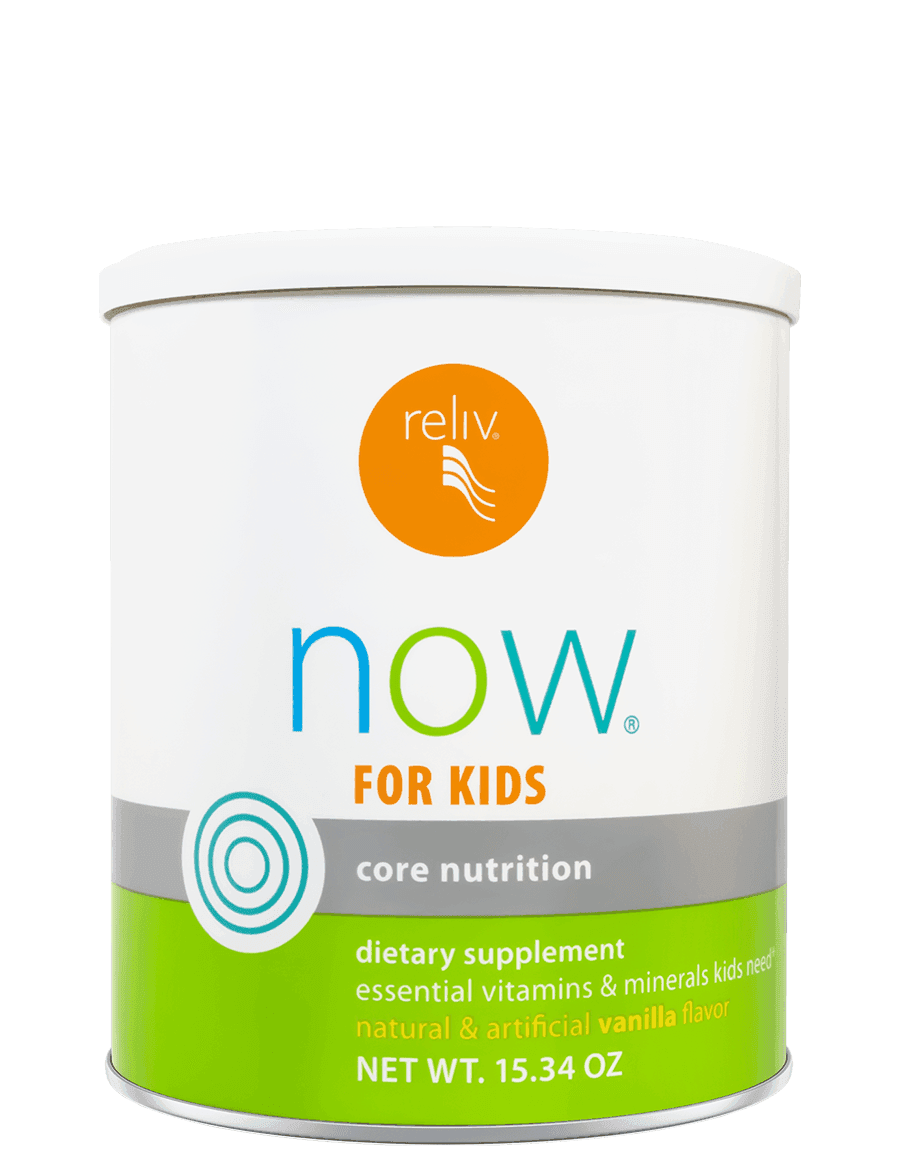 Reliv Now for Kids nutrition shake with fresh strawberries and banana
